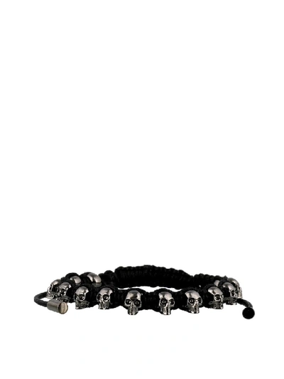 Shop Alexander Mcqueen Skull Friendship Bracelet In Black