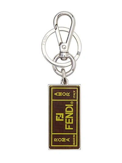 Shop Fendi Brown Women's Brown Motif Keychain In Black