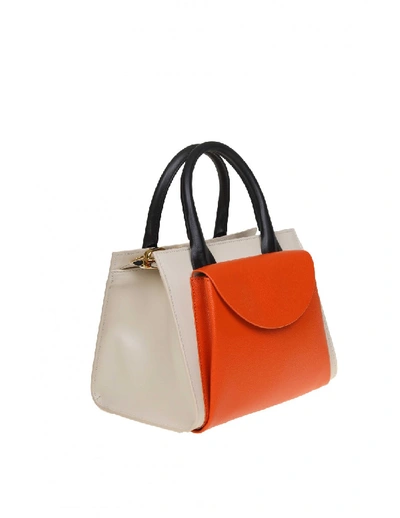 Shop Marni Leather Hand Bag In Orange