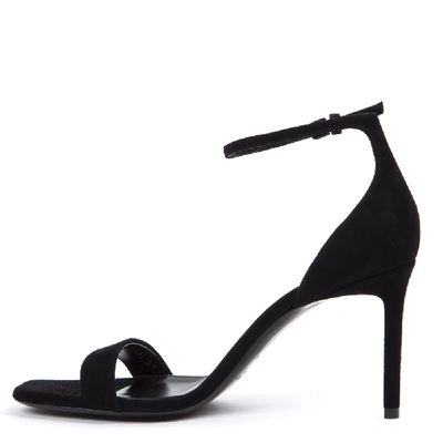 Shop Saint Laurent Black Suede Amber Sandals