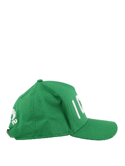 Shop Dsquared2 Icon Embroidery Green Baseball Cap