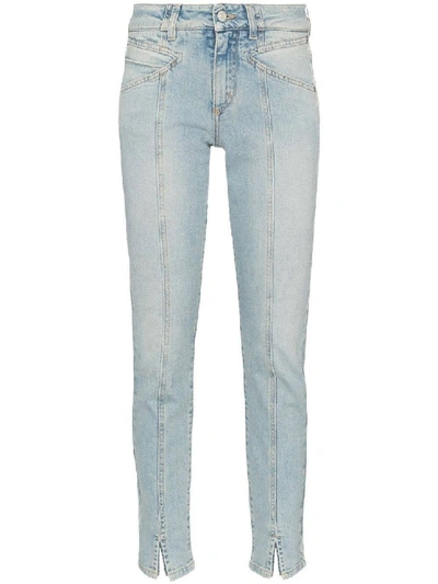 Shop Givenchy Blue Women's Visible Seam Straight-leg Jeans In White