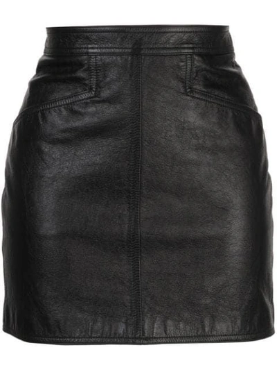 Shop Saint Laurent Black Women's Fitted Leather Mini Skirt
