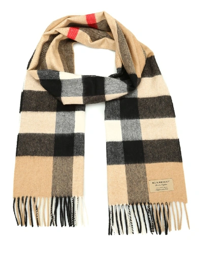 Shop Burberry Mega Check Cashmere Scarf In Brown