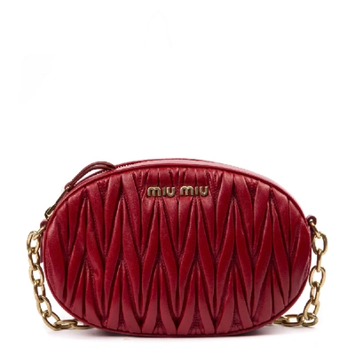 Shop Miu Miu Red Shoulder Bag In Matelassé Leather