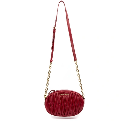 Shop Miu Miu Red Shoulder Bag In Matelassé Leather