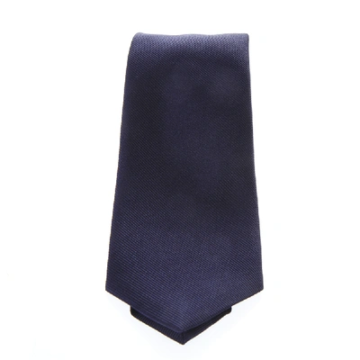 Shop Ferragamo Navy Silk Tie With Salvatore  Signature In Black