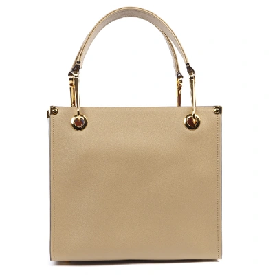 Shop Marni Beige And White Leather Grip Bag In Brown