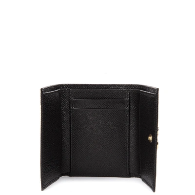 Shop Dolce & Gabbana Black Leather Wallet With Logo In Diamonds