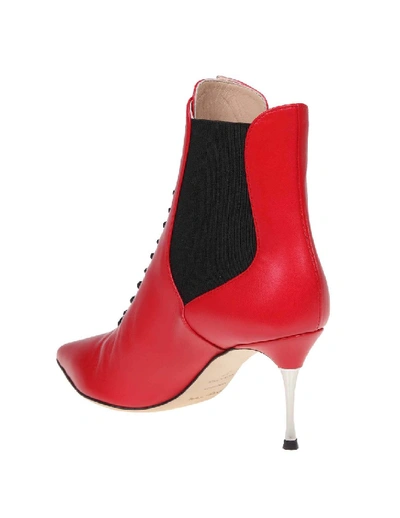 Shop Sergio Rossi Red Leather Ankle Boot