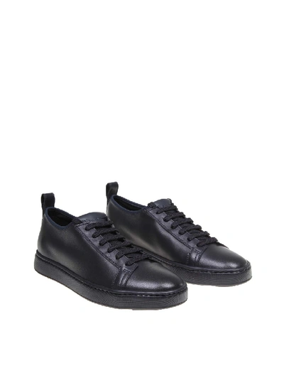Shop Santoni Sneakers Leather Lace-up In Black