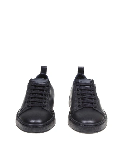 Shop Santoni Sneakers Leather Lace-up In Black