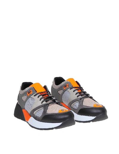 Shop Philipp Plein Sneakers Runner In Leather And Fabric In Grey
