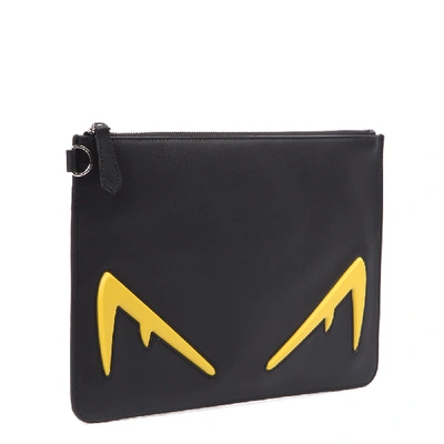 Shop Fendi Diabolic Eyes Black Leather Pouch