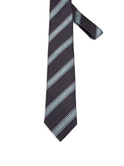 Shop Brioni Regimental Silk Tie In Black