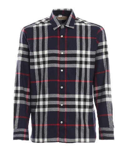 Shop Burberry Chequered Cotton Flannel Shirt In Black