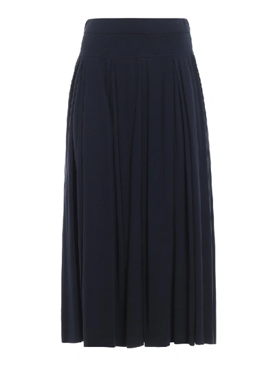 Shop Aspesi Jersey Cotton Pleated Midi Skirt In Black