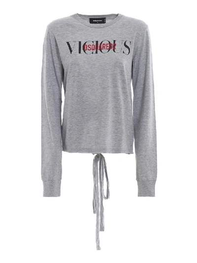 Shop Dsquared2 Vicious Grey Cotton Long Sleeve T-shirt