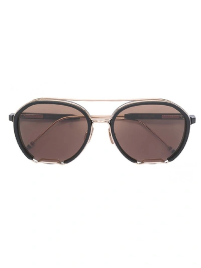 Shop Thom Browne Brown Aviator Sunglasses In Pink