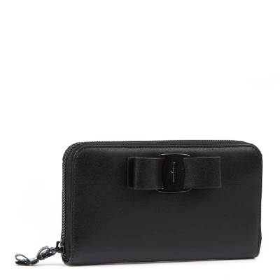 Shop Ferragamo Black Vara Leather Wallet