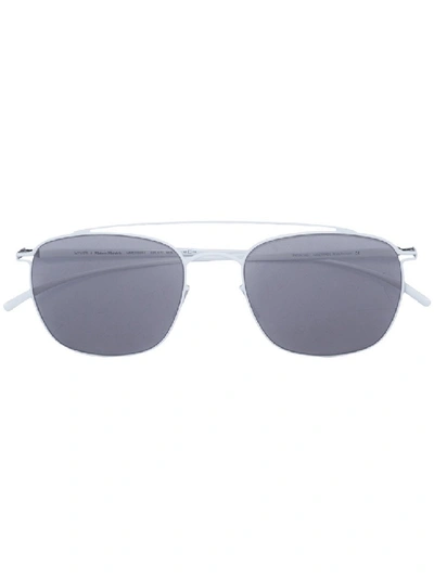 Shop Mykita White  X Maison Margiela Aviator Sunglasses In Grey