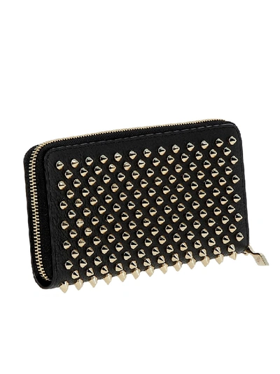 Shop Christian Louboutin Panettone Spiked Textured-leather Wallet In Black