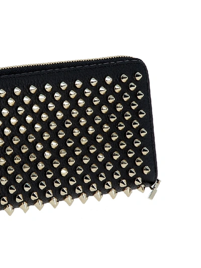 Shop Christian Louboutin Panettone Spiked Textured-leather Wallet In Black