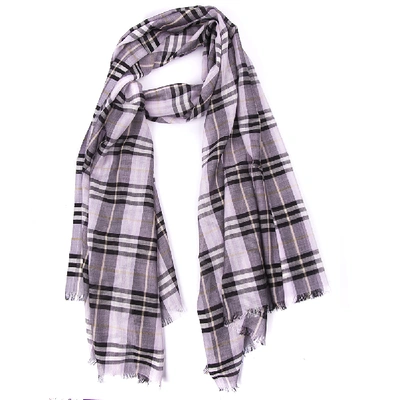Shop Burberry Check Vintage Cashmere Scarf In Grey