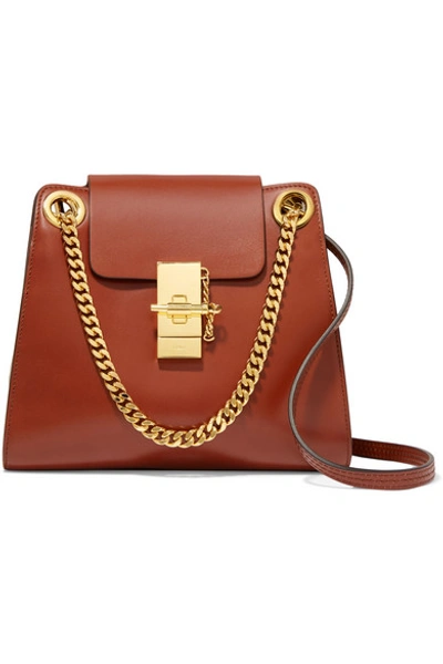 Shop Chloé Annie Mini Leather Shoulder Bag In Brown
