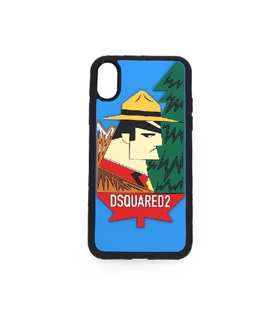 Shop Dsquared2 Multicolor Canada Logo Iphone X Cover In Blue