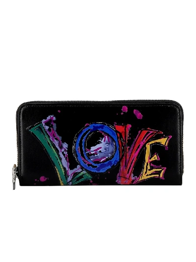 Shop Christian Louboutin Love Printed Leather Wallet In Black