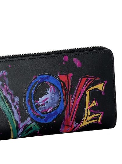 Shop Christian Louboutin Love Printed Leather Wallet In Black