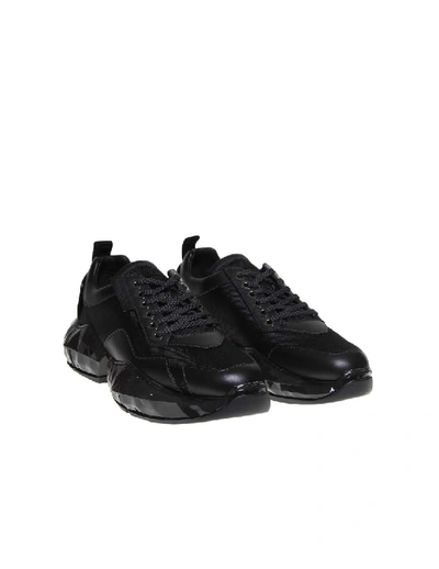 Shop Jimmy Choo Diamond Sneakers In Technical Fabric And Black Leather