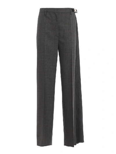 Shop Prada Pleated Panel Micro Prince Of Wales Trousers In Black