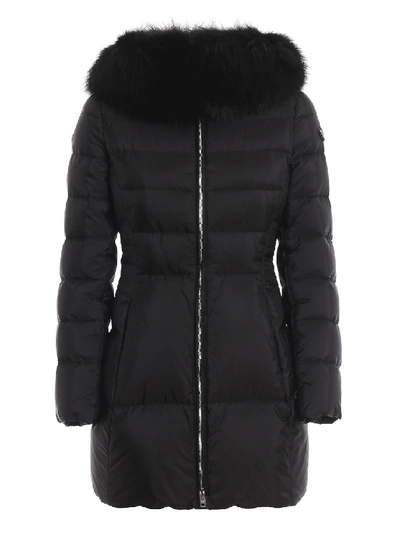 Shop Prada Fox Fur Hooded Padded Coat In Black