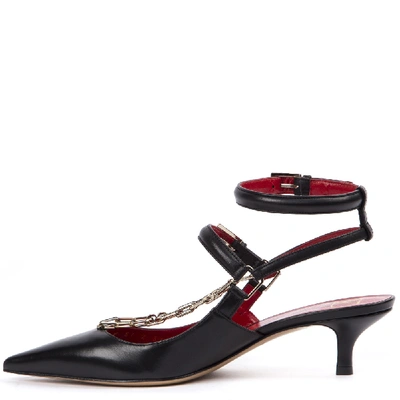 Shop Valentino Black Calfskin Decolleté With Chain Details