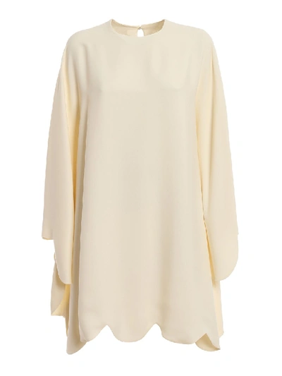 Shop Valentino Double-face Viscose Ivory Dress In Neutrals