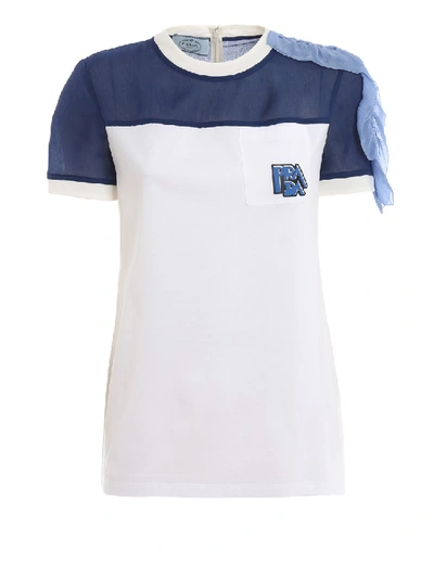 Shop Prada Silk Chiffon And Cotton Jersey T-shirt In White