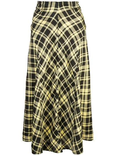 Shop Proenza Schouler Yellow Women's Ruched Plaid Skirt In Neutrals