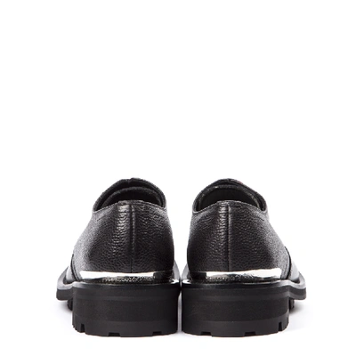 Shop Alexander Mcqueen Black Grained Leather Derby Shoes