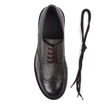 Shop Alexander Mcqueen Black Grained Leather Derby Shoes