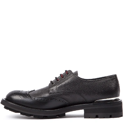 Shop Alexander Mcqueen Black Grained Leather Derby Shoes