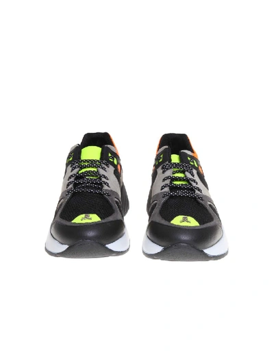 Shop Philipp Plein Sneakers Runner In Leather And Fabric In Black