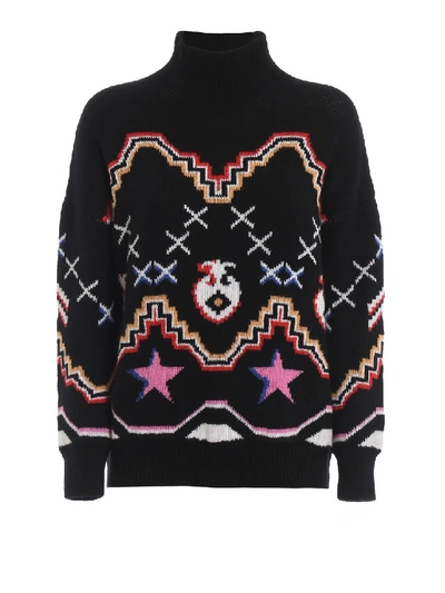 Shop Ermanno Scervino Colourful Jacquard Cashmere Sweater In Black