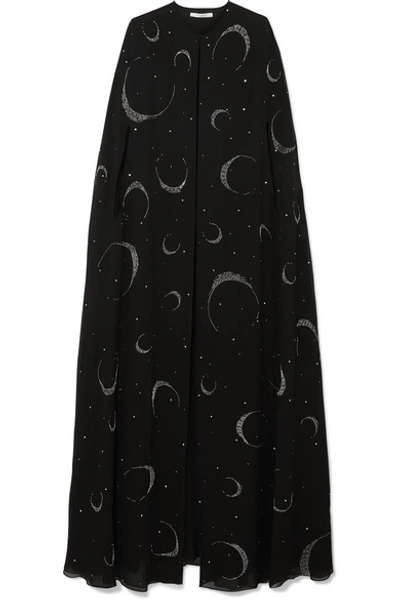 Shop Givenchy Embellished Silk-crepe Cape In Black