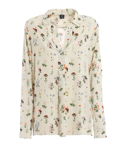 Shop Fay Floral Print Tech Fabric Blouse In Neutrals