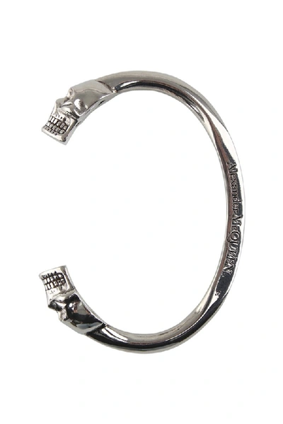 Shop Alexander Mcqueen Skull Bracelet In Grey