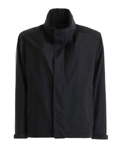 Shop Brioni Black Wool And Nylon Blend Jacket