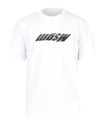 Shop Msgm Logo Lettering White Cotton T-shirt