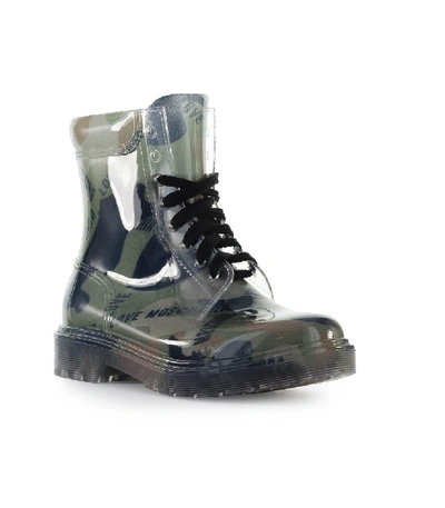 Shop Love Moschino Camouflage Rubber Ankle Boot In Grey